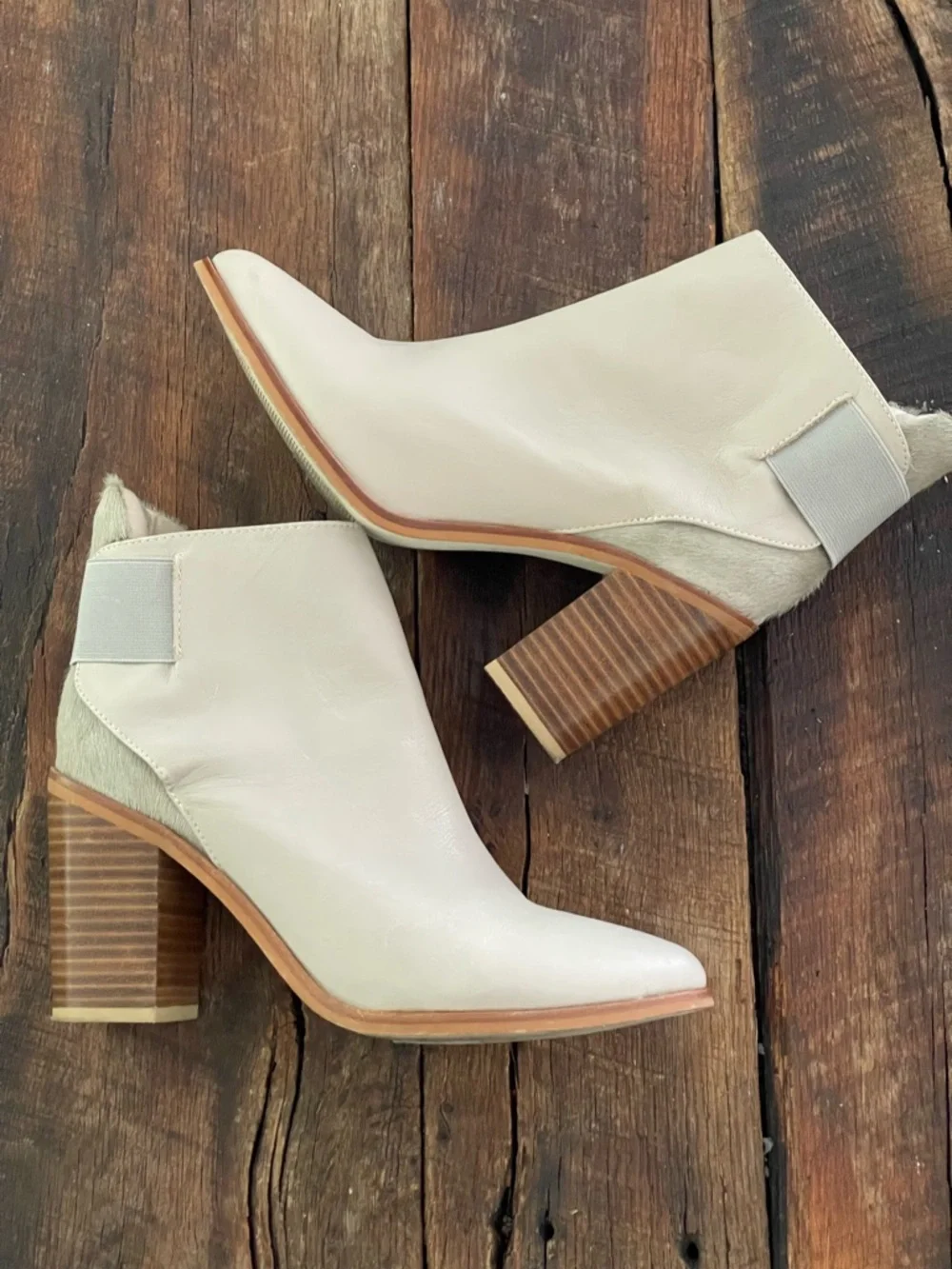 Sol Sana Monk Dove Gray (Greige) Leather Ankle Boots Sz 41 US 10 Calf Hair
